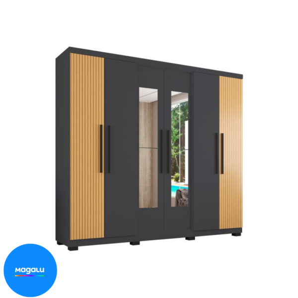 Guarda-roupa Casal com Espelho 6 Portas 4 Gavetas Araplac Braga