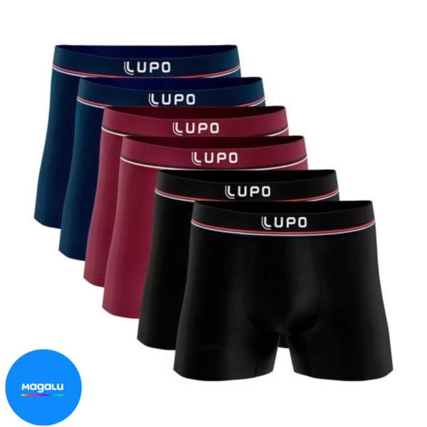 Kit 6 Cuecas Boxer Poliamida Microfibra Sem Costura 436 - Lupo