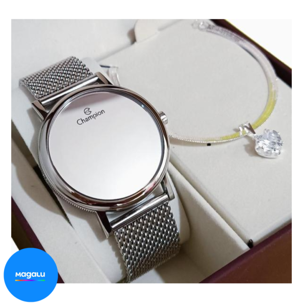 Relógio Feminino Champion Prata Digital Espelhado A Prova Dágua Original NF Pulseira