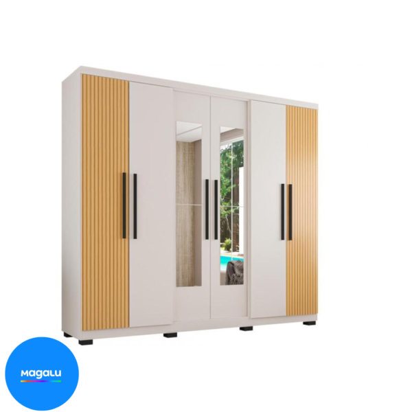 Guarda-roupa Casal com Espelho 6 Portas 4 Gavetas Araplac Braga