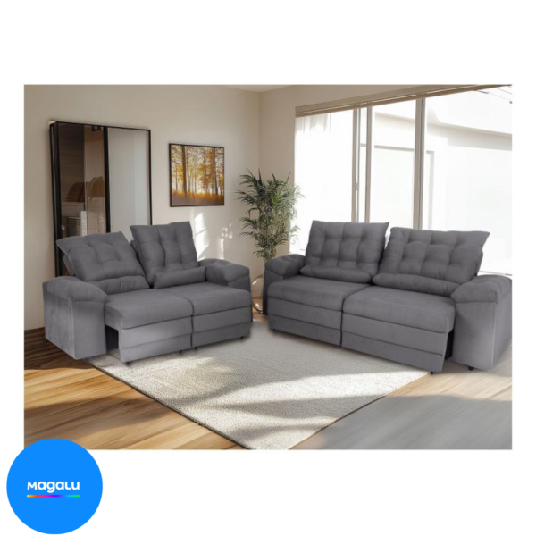 Sofá 2 e 3 Lugares Retrátil Reclinável Suede Phormatta Colômbia SMP