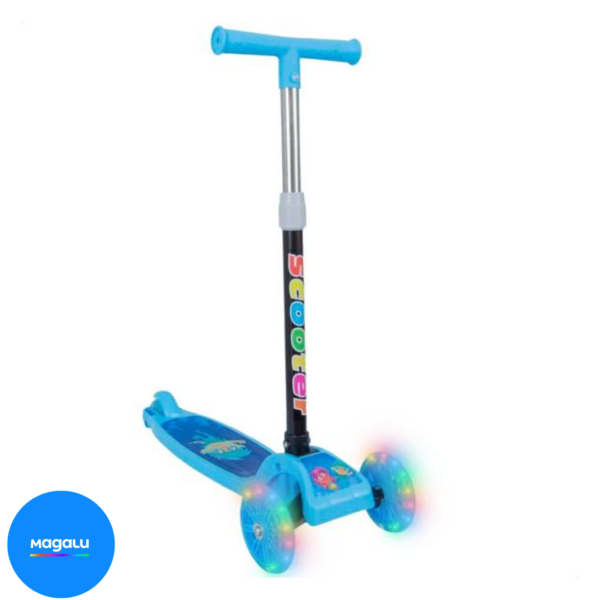 Patinete infantil 3 rodas com luzes led dobrável e ajustável menino menina - ATENTU
