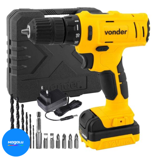 Parafusadeira Furadeira Profissional Led Broca Maleta PFV120 Vonder