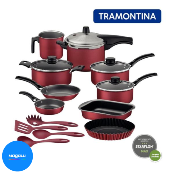 Jogo De Panelas Tramontina 13 Peças Com Panela De Pressão e Utensílios