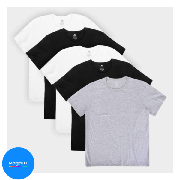 Kit Camiseta Hering Slim Masculina 5 Peças