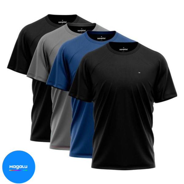 Kit 4 Camisetas Dry fit Sandrini Masculina Leve UV Academia Esportivo