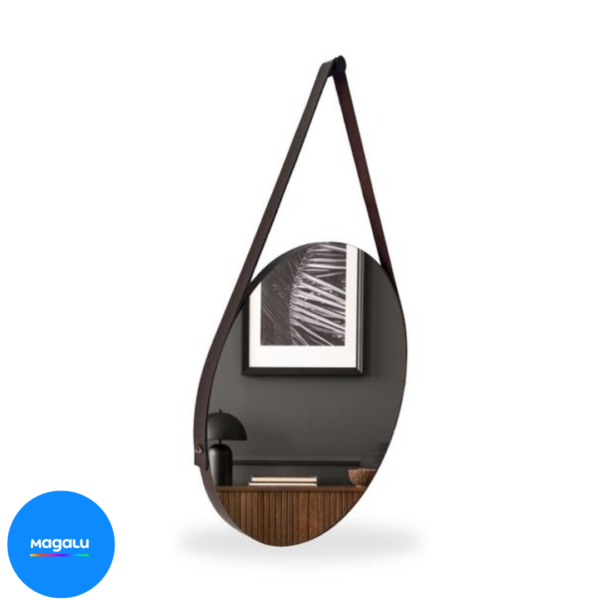 Espelho Adnet Redondo 50cm com Alça e Suporte para Sala Hall Lavabo Banheiro Quarto - Outlet Dos Espelhos