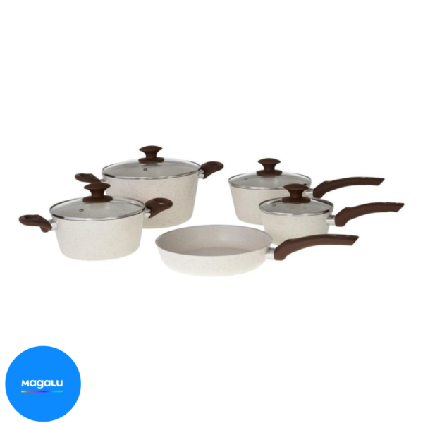 Jogo de Panelas Brinox Revestimento Cerâmico de Alumínio Vanilla 5 Peças Optima