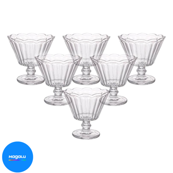 Jogo de Taças de Vidro para Sobremesa Transparente 150ml 6 Peças Haus Concept Lótus