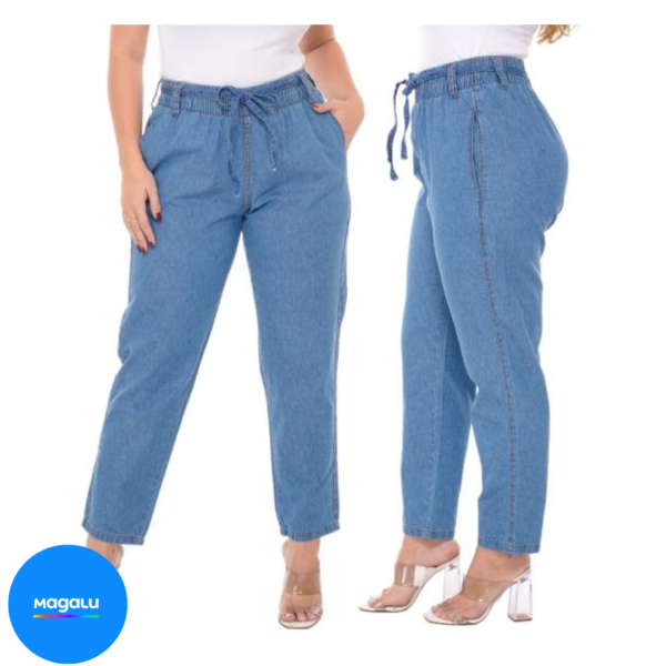Calça Jeans Feminina Cintura Alta Tecido Leve - Naraka