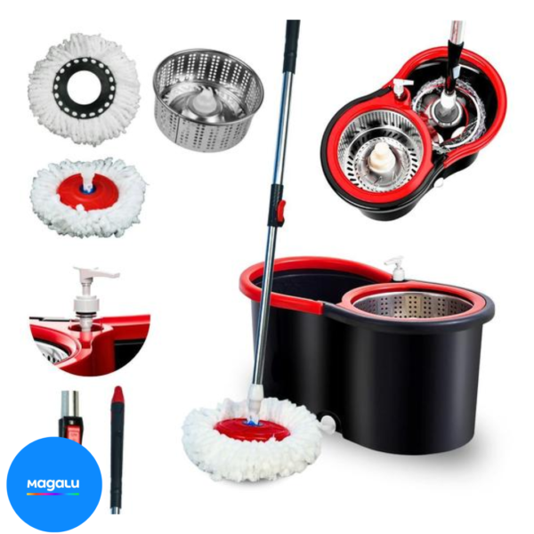 Mop Giratorio Com Cesto Em Inox Preto - Nybc