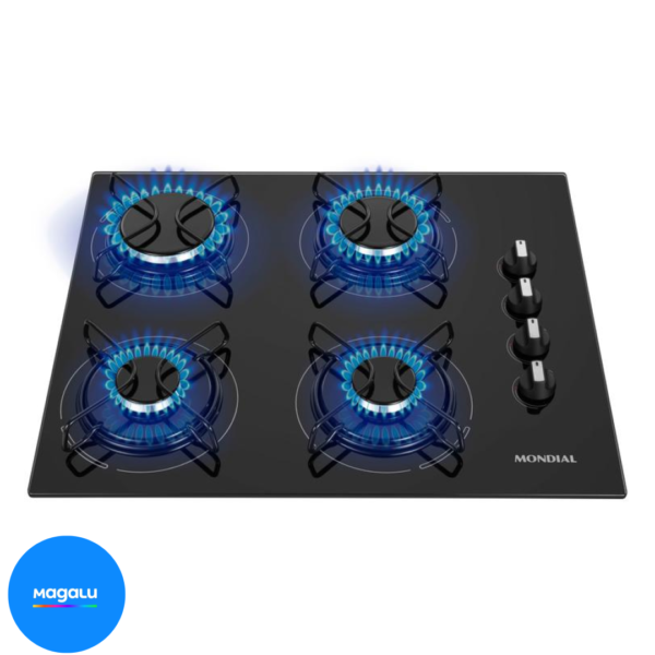 Cooktop 4 Bocas Mondial a Gás GLP Preto - CTG-01