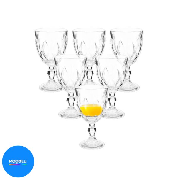 Jogo de Taças para Bebidas de Vidro 330ml - 6 Peças Haus Diamond Empire
