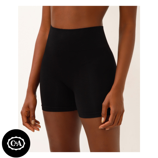 short modelador sem costura cós alto preto