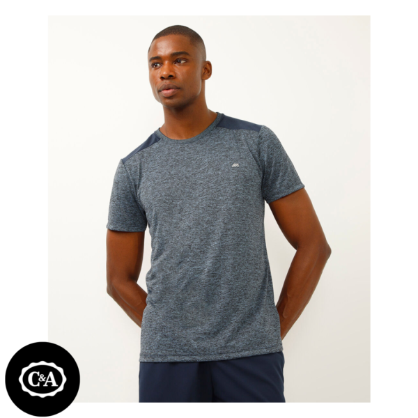Camiseta Esportiva Ace Estampada com Recorte Manga Curta Gola Careca Azul