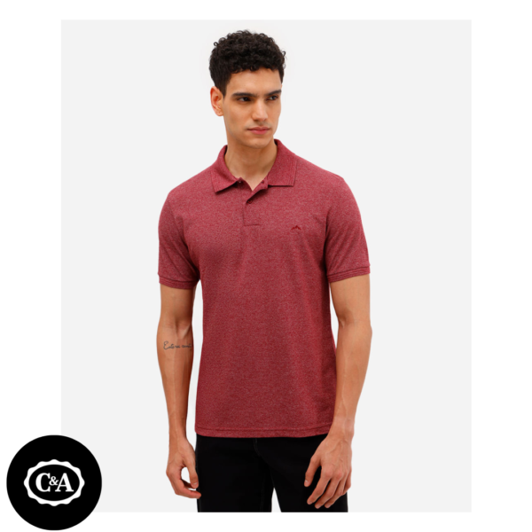 polo de piquet básica comfort manga curta vinho