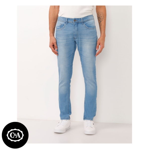 calça jeans slim azul claro