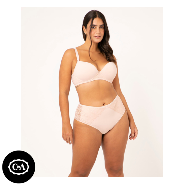 Calcinha Caleçon com Renda Plus Size Bonjour Bege