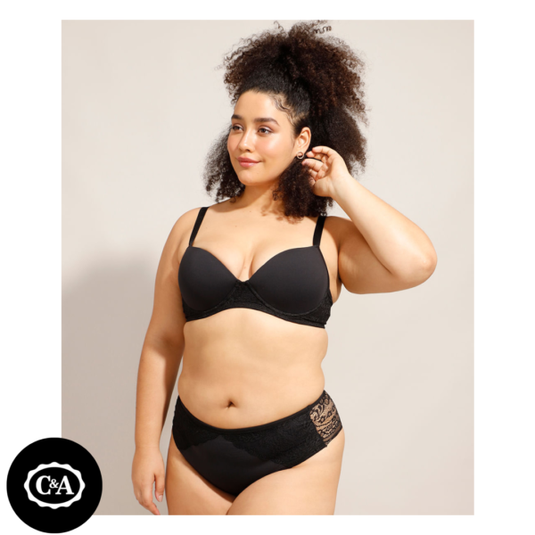 Calcinha Caleçon com Renda Plus Size Bonjour Preta