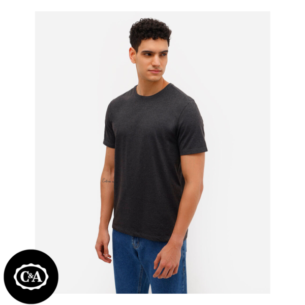 camiseta básica de algodão manga curta cinza