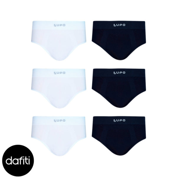 Kit com 6 Cuecas Lupo Slip Micromodal 681-001 Branca+Preta
