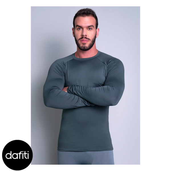 Camisa Térmica MVB Modas Masculina Segunda Pele Proteção Uv 50+ Cinza