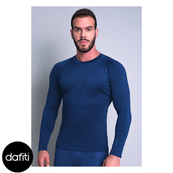 Camisa Térmica MVB Modas Masculina Segunda Pele Proteção Uv 50+ Azul