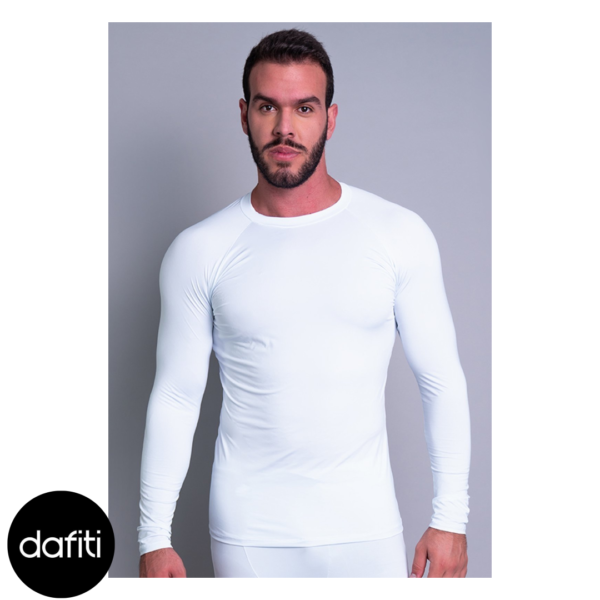 Camisa Térmica MVB Modas Masculina Segunda Pele Proteção Uv 50+ Branco