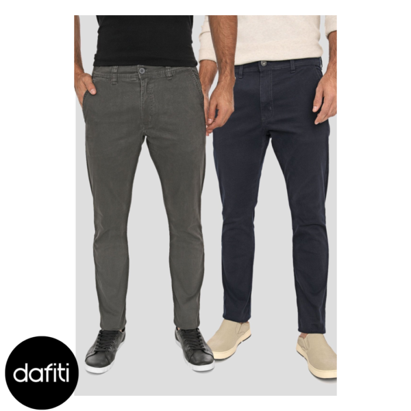 Kit 2 Calça Sarja Conforto Macaw Slim Fit Insert Cinza e Azul Marinho Multicolor