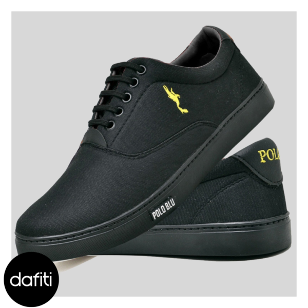 Sapatênis Casual Masculino Cano Baixo Polo Blu Solado Preto
