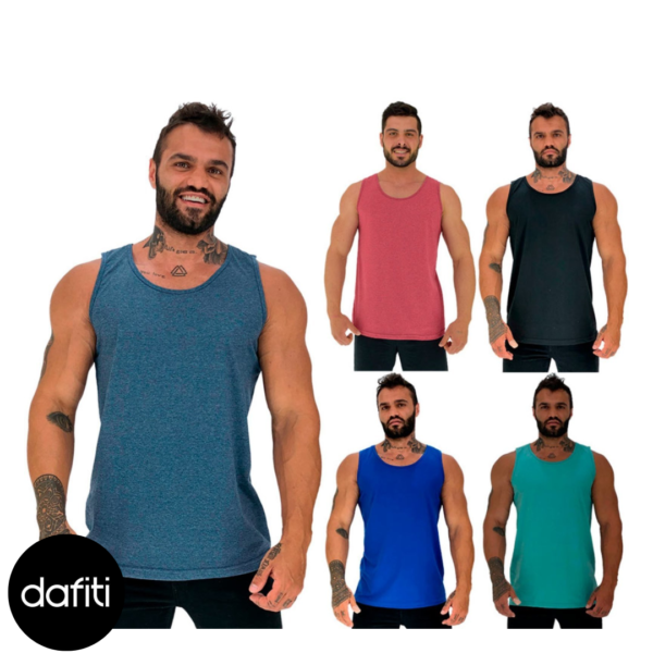 Kit 5 Regata Clássica Masculina Alto Conceito Slim Mescla Marinho, Mescla Vermelho, Preto, Azul e Verde