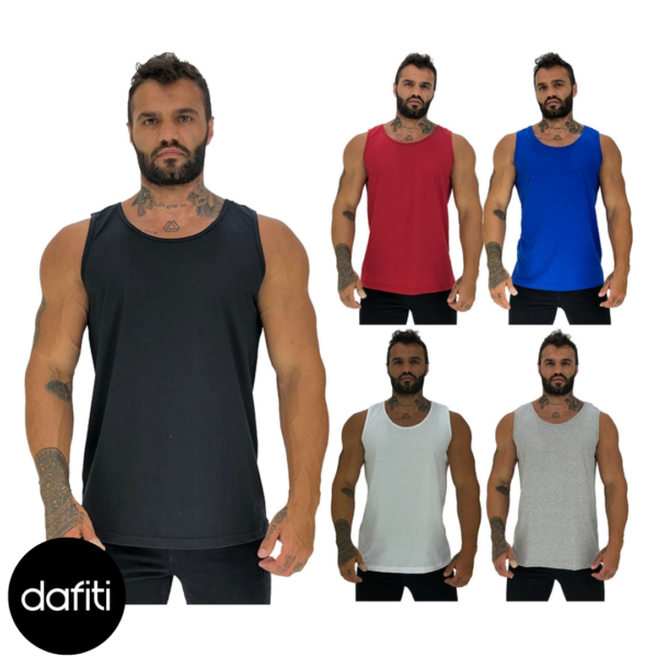 Kit 5 Regata Clássica Masculina Alto Conceito Slim Preto, Vermelho, Azul, Branco e Mescla