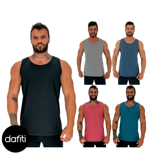 Kit 5 Regata Clássica Masculina Alto Conceito Slim Preto, Mescla, Mescla Marinho, Mescla Vermelho e Nuno Azul