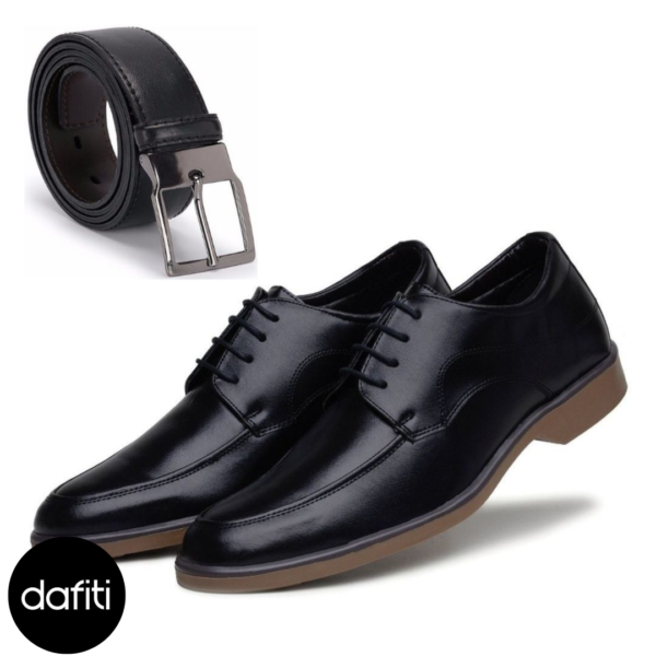 Kit Sapato Social Casual Masculino Solado Bicolor com Cinto Social Dupla Face