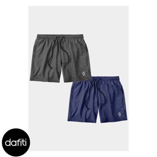 Kit 2 Shorts Resina Praia Bermuda Tactel Masculino Liso Lisa Básico Mauricinho 2 Bolsos Cinza/Azul