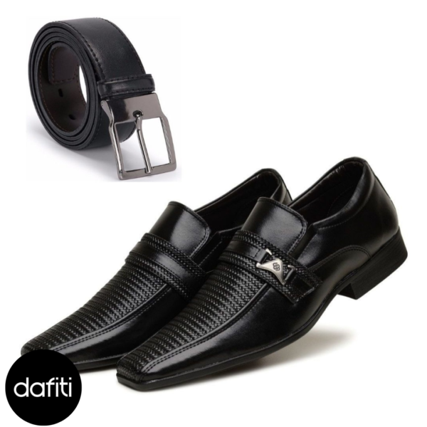 Sapato Social Masculino Preto com Cinto Dupla Face