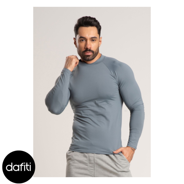Camisa Masculina Vekyo Térmica Poliéster UV Segunda Pele Cinza