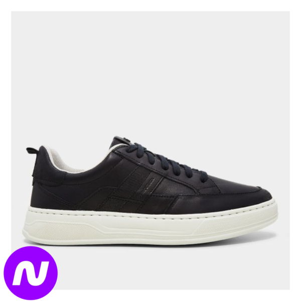Tênis Couro Democrata Bold Masculino - Preto+Chumbo