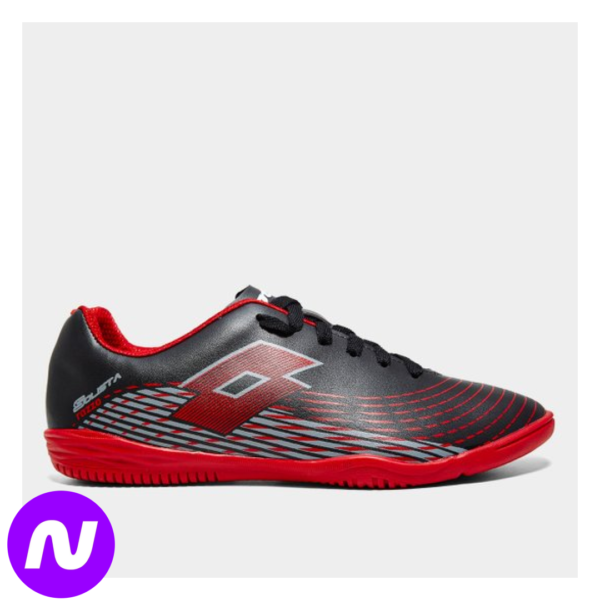 Chuteira Futsal Lotto Solista Razzo Unissex - Preto+Vermelho