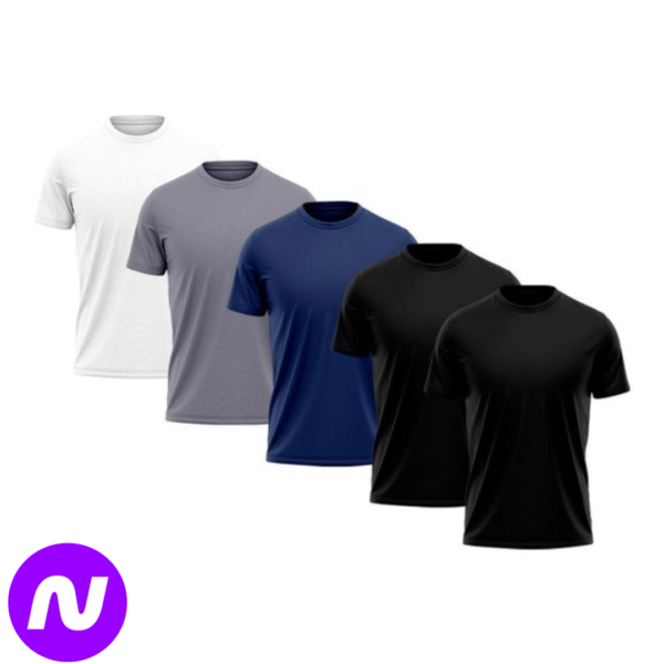 Kit 5 Camiseta Masculina Dry Proteção Solar UV Térmica Academia Treino Camisa Praia Camisetas - Colorido