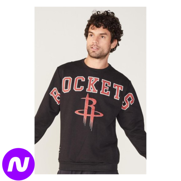 Moletom NBA Fechado Houston Rockets Masculino - Preto