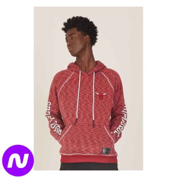 Moletom NBA Fechado Com Capuz Chicago Bulls Masculino - Vermelho