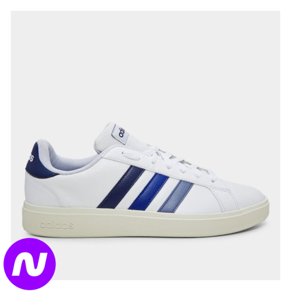 Tênis Adidas Grand Court Base Masculino - Branco+Azul