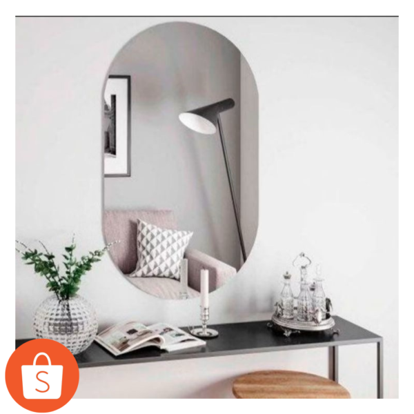 Espelho Grande De Parede Oval Com Led Sem fio Orgânico  Banheiro Sala Quarto Luz Quente E Fria