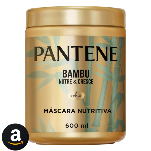 Pantene - Máscara Nutritiva Bambu Nutre e Cresce, com Óleo Capilar de Rícino e Cafeína, Tratamento Capilar Reparador, 600 ml