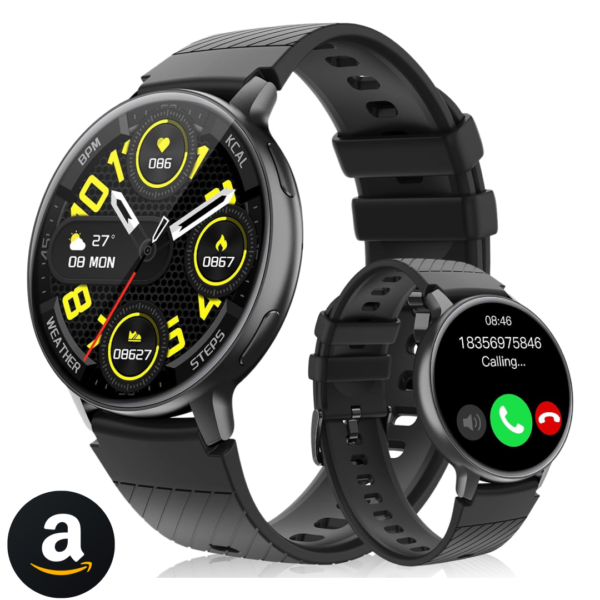 Hrich Smartwatch, Relógio Inteligente, Pode Fazer e Receber Chamadas, com Notificacao de Mensagem,100+modos Esportivos (preto)
