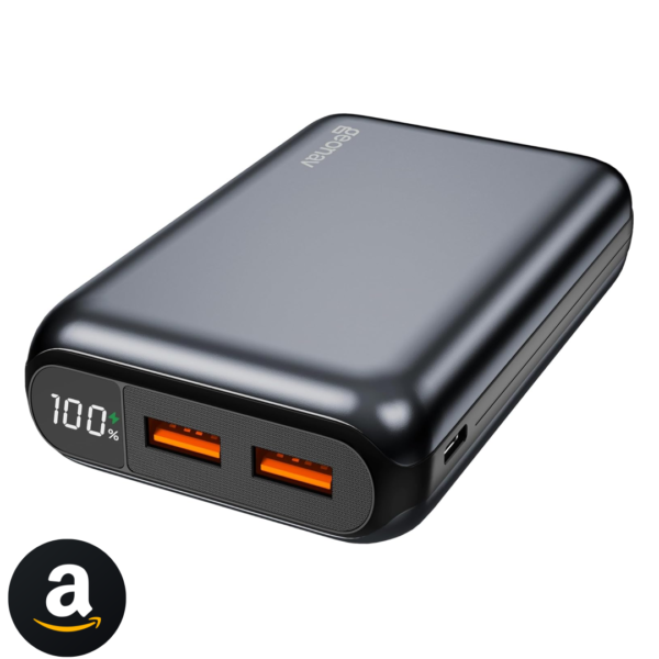 Geonav Power Bank, Carregador Portátil Universal 20.000mAh, USB-A (até 18W) + USB-C (até 20W), Compacto, Carregamento Rápido, Pass Through, Led Indicador de Bateria, PB20K20WSG, Cinza espacial