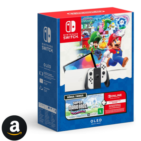 Nintendo, Console, Switch Oled + Super Mario Bros. Wonder + 12 Meses Assinatura Nintendo Switch Online