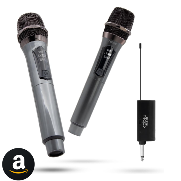 Microfone Sem Fio Duplo UHF, Microfone Karaoke, Microfone Dinamico, Microfone de Mão Profissional para Festas, Eventos, Aulas, Palestras, Lgreja, Desempenho, Entretenimento Familiar, MAC002