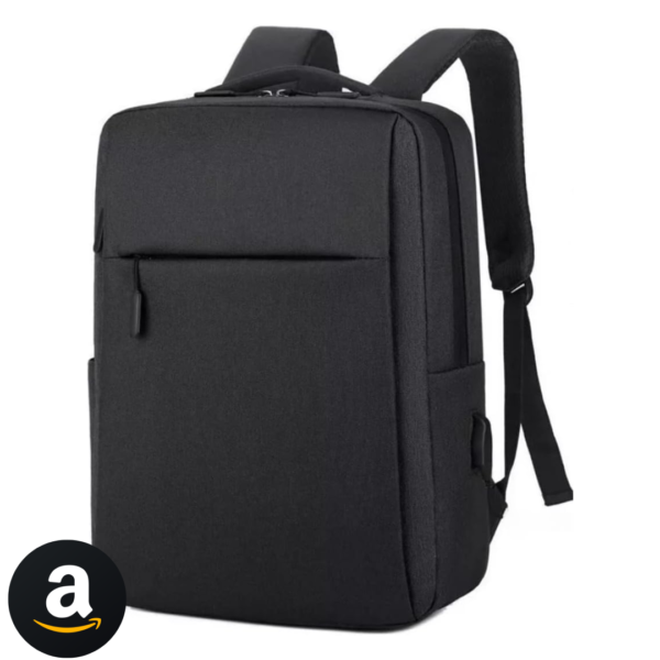 Mochila Preta para Notebook Laptop 15.6" com Porta USB para Carregamento, Compartimentos Espaçosos